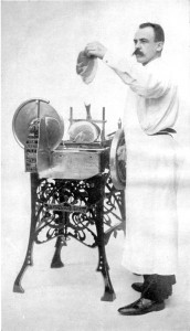 W A VanBerkel: The inventer of the meat slicer shows off his baby.