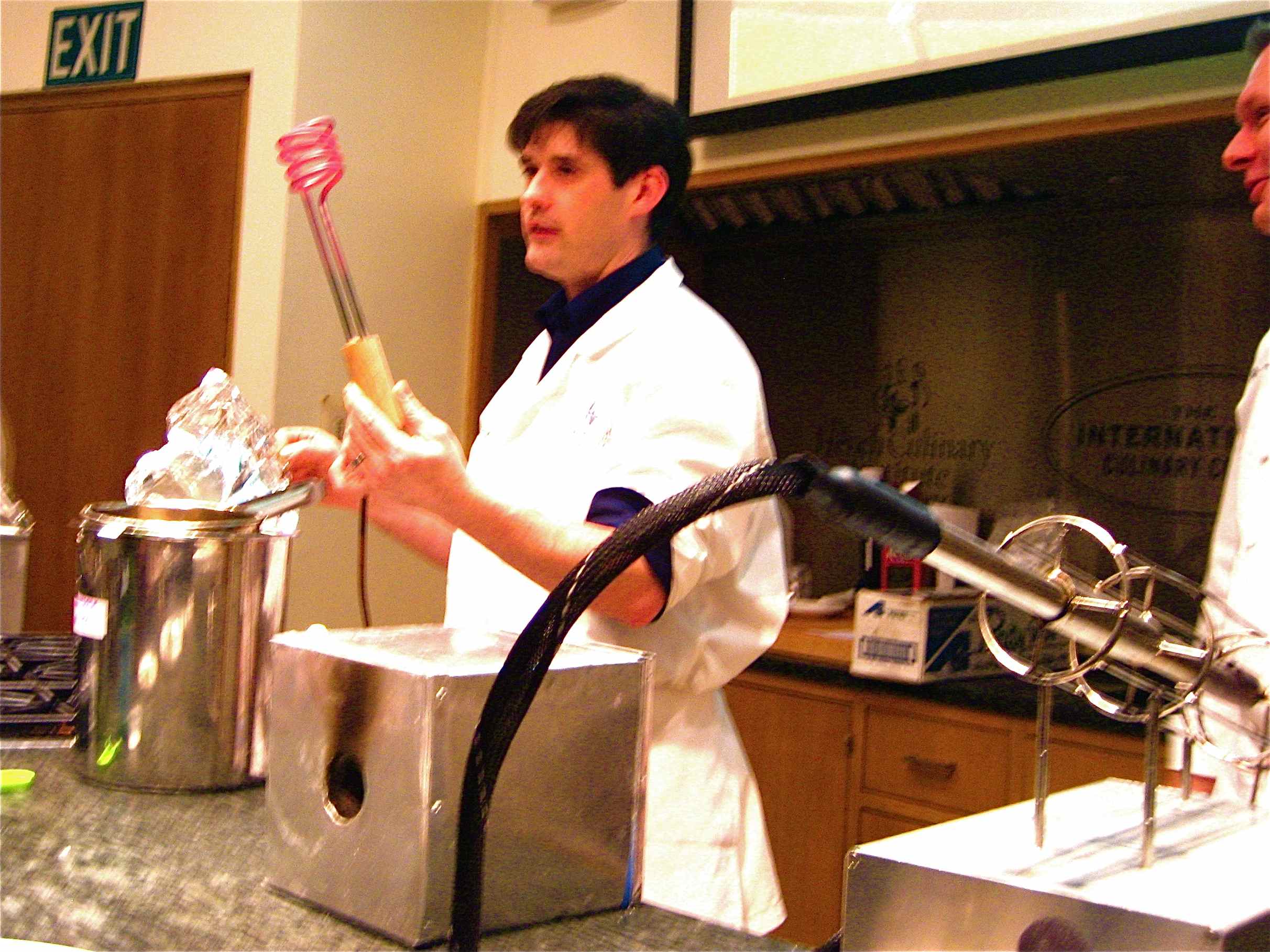 From left to right: Dave holding the original incoloy coiled poker, the bar-side kiln, the 2009 Red Hot Poker