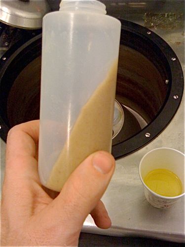 walnut pellet in squeeze bottle and incredible walnut oil in cup below