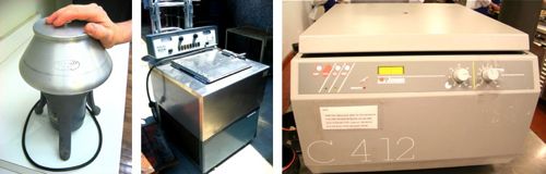 Some people collect stamps... from left to right: dangerfuge, Unilever's centrifuge, our latest Jouan centrifuge