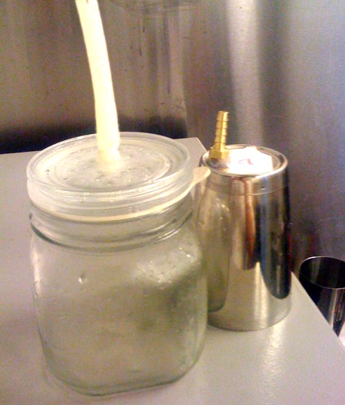 Mason jar standing in for a shaker.  I couldn't wait for the small shaker on right to dry (too impatient).