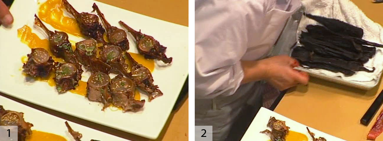1) The roasted spine. 2) If the bloody portion of the fish that was trimmed in step 9.1 is dried for a couple of days it becomes a jerky like you see here.  It is then grilled over a hot flame and served with sake or beer.